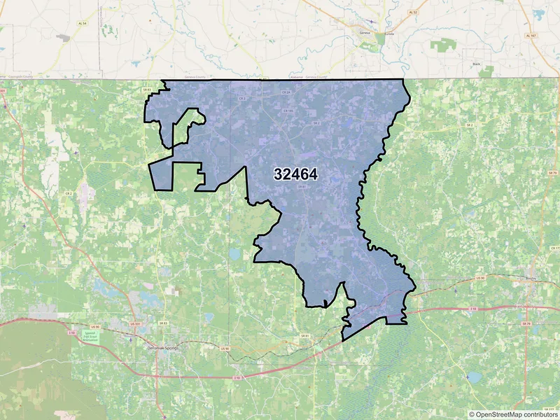 Map of ZIP Code 32464 — Westville, FL