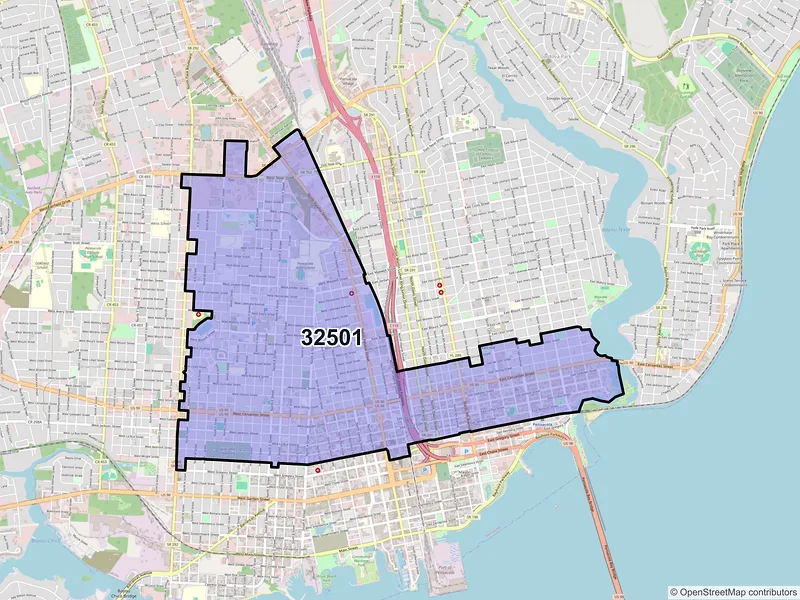 Map of ZIP Code 32501 — Pensacola, FL