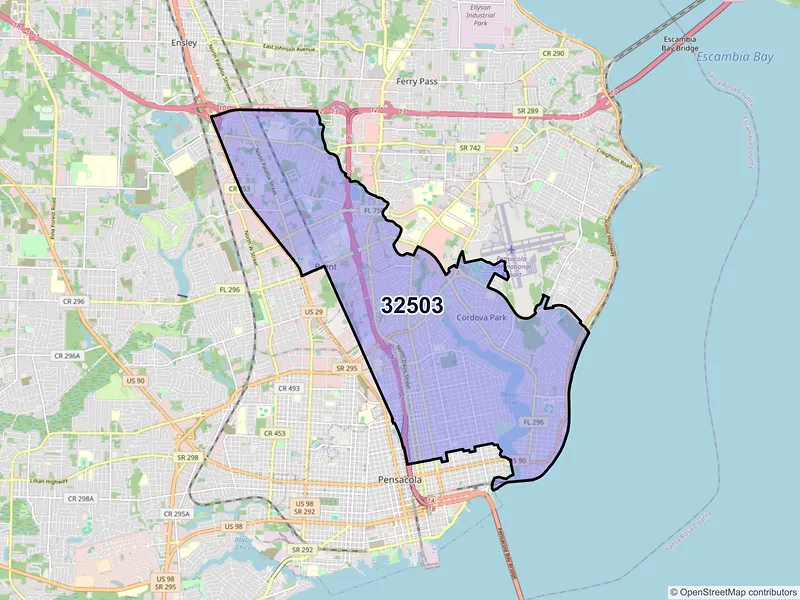 Map of ZIP Code 32503 — Pensacola, FL
