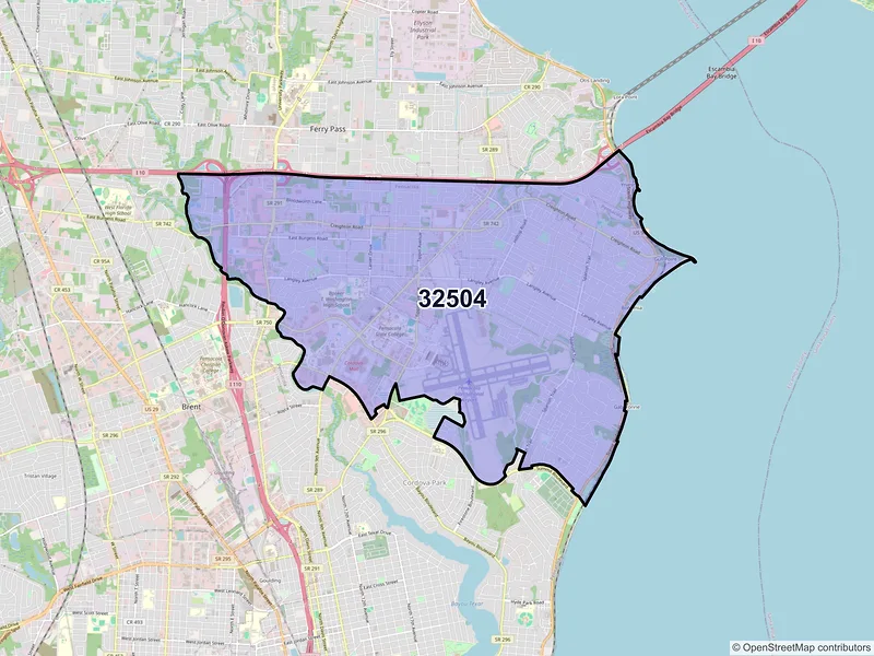 Map of ZIP Code 32504 — Pensacola, FL