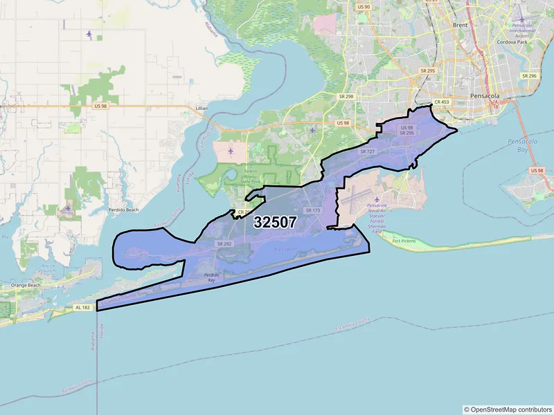 Map of ZIP Code 32507 — Pensacola, FL