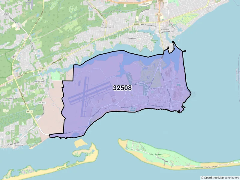 Map of ZIP Code 32508 — Pensacola, FL