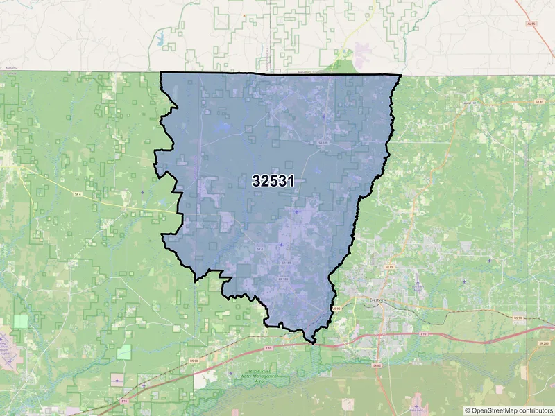 Map of ZIP Code 32531 — Baker, FL