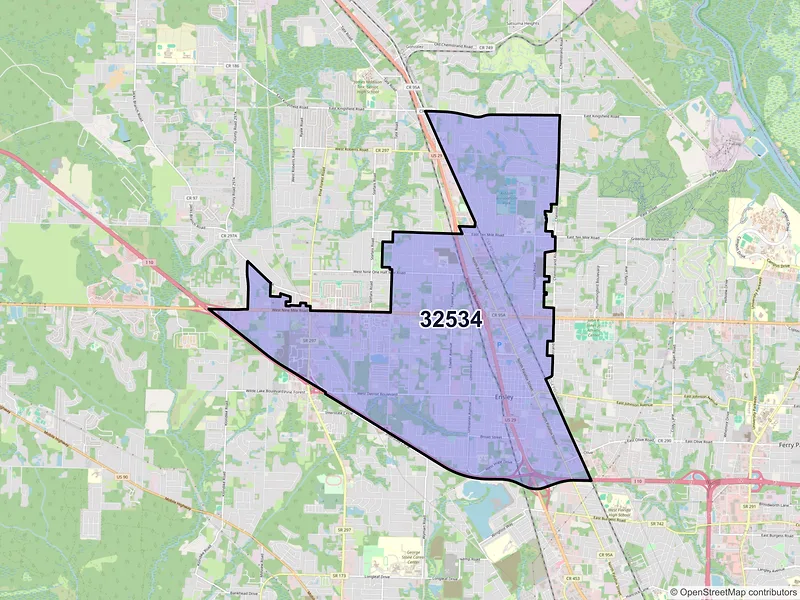 Map of ZIP Code 32534 — Pensacola, FL