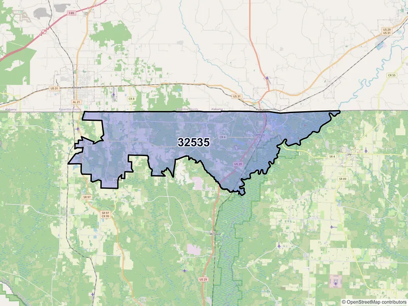 Map of ZIP Code 32535 — Century, FL