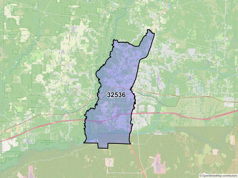 Map of ZIP Code 32536 — Crestview, FL