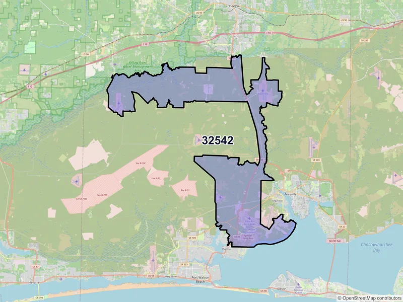 Map of ZIP Code 32542 — Eglin AFB, FL