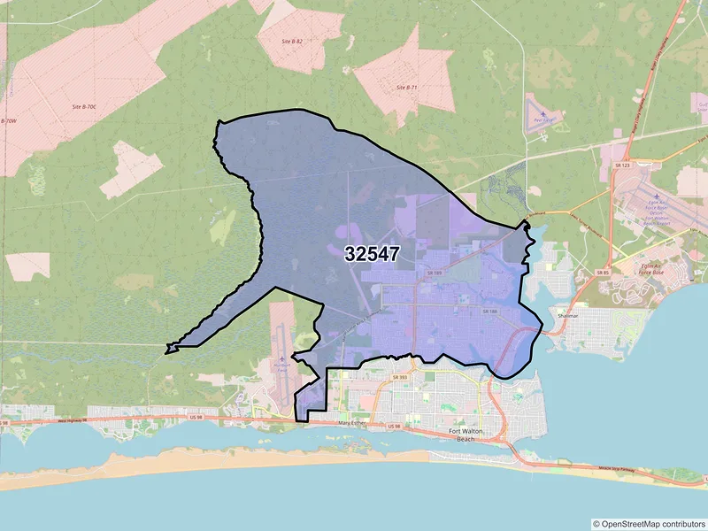 Map of ZIP Code 32547 — Fort Walton Beach, FL