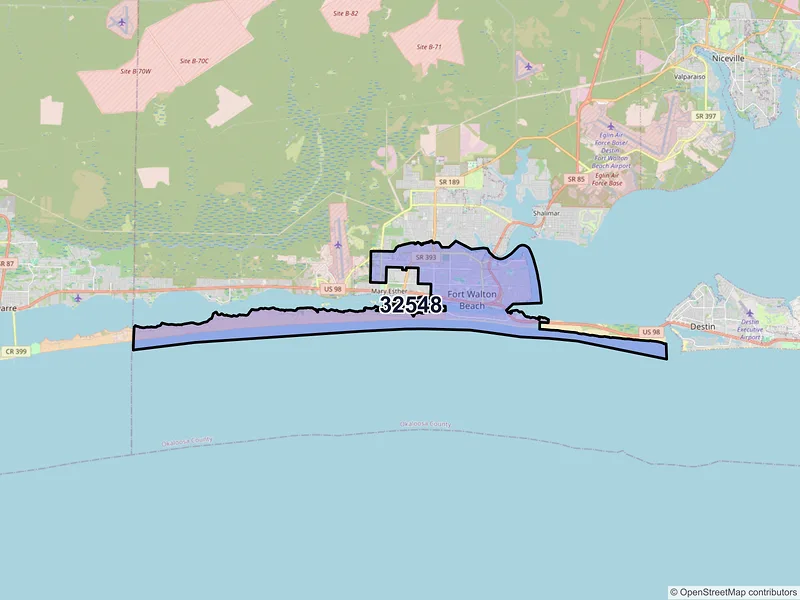Map of ZIP Code 32548 — Fort Walton Beach, FL