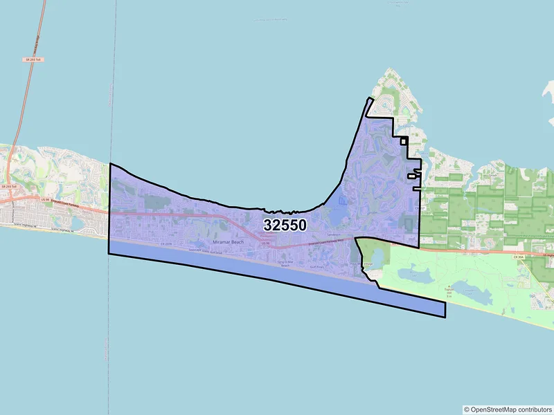 Map of ZIP Code 32550 — Miramar Beach, FL