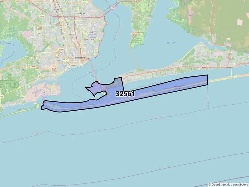Map of ZIP Code 32561 — Gulf Breeze, FL