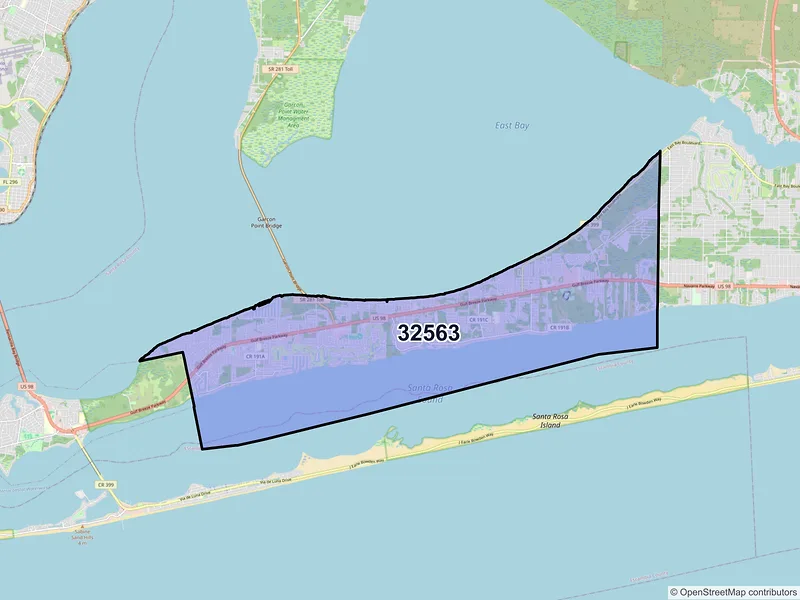 Map of ZIP Code 32563 — Gulf Breeze, FL