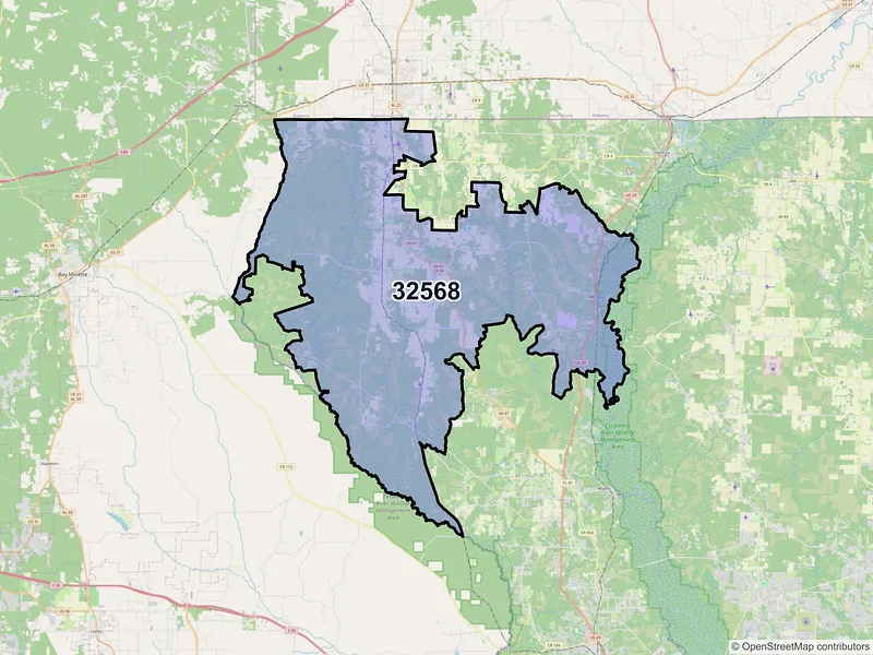 Map of Mc David, Florida and ZIP codes