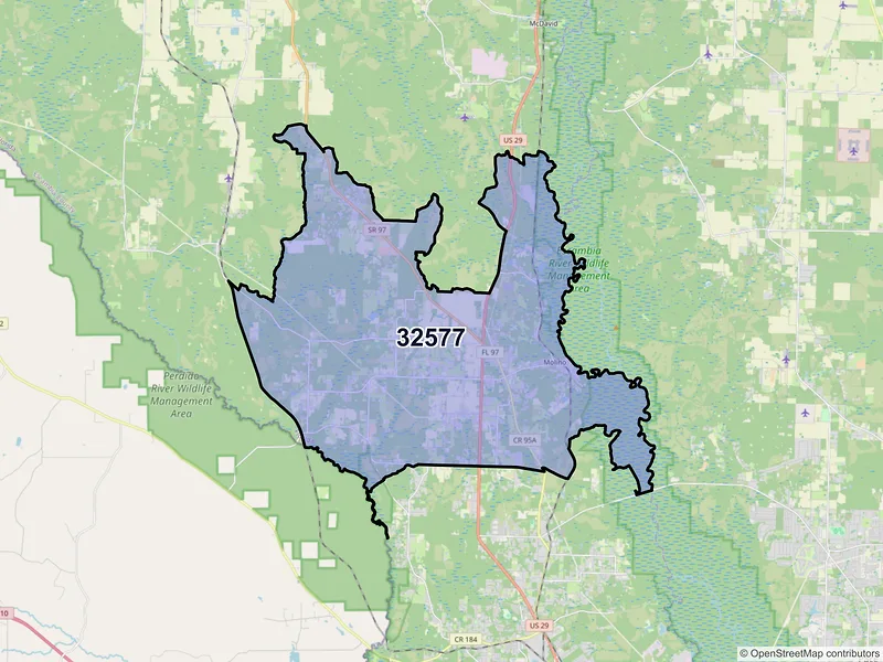 Map of ZIP Code 32577 — Molino, FL