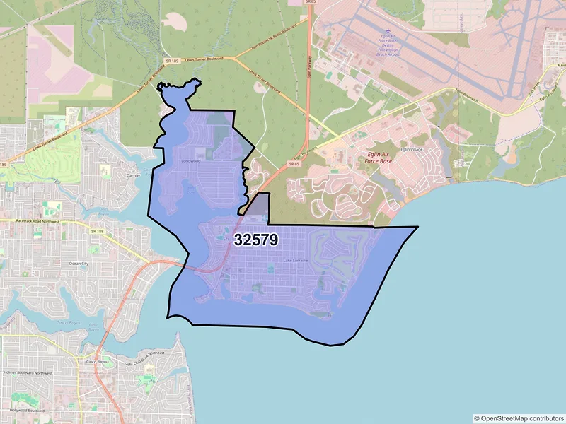 Map of ZIP Code 32579 — Shalimar, FL