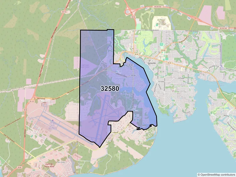 Map of ZIP Code 32580 — Valparaiso, FL