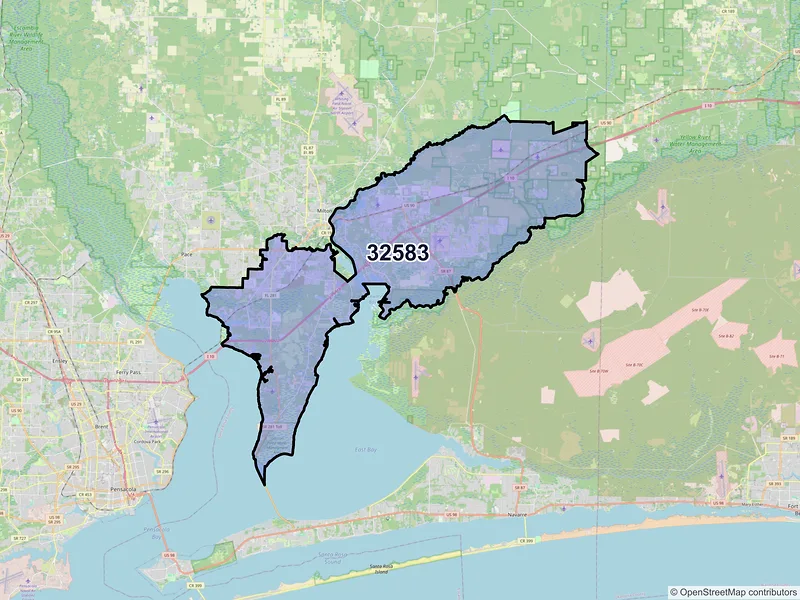 Map of ZIP Code 32583 — Milton, FL