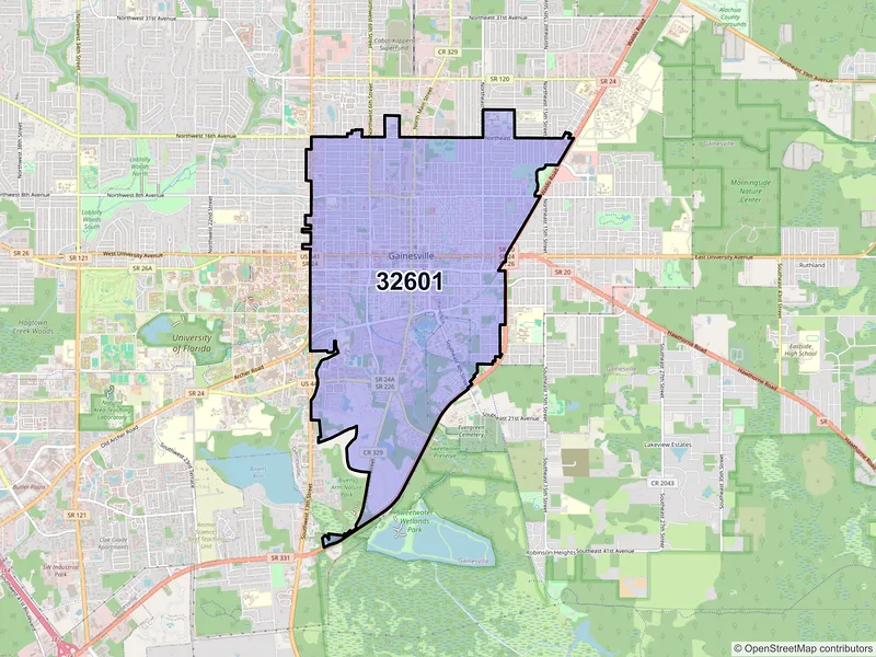 Map of ZIP Code 32601 — Gainesville, FL