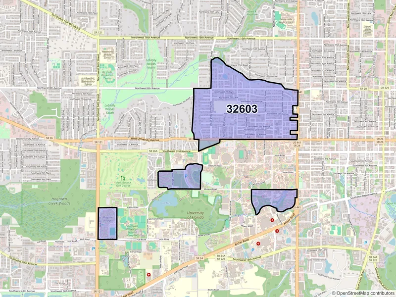 Map of ZIP Code 32603 — Gainesville, FL