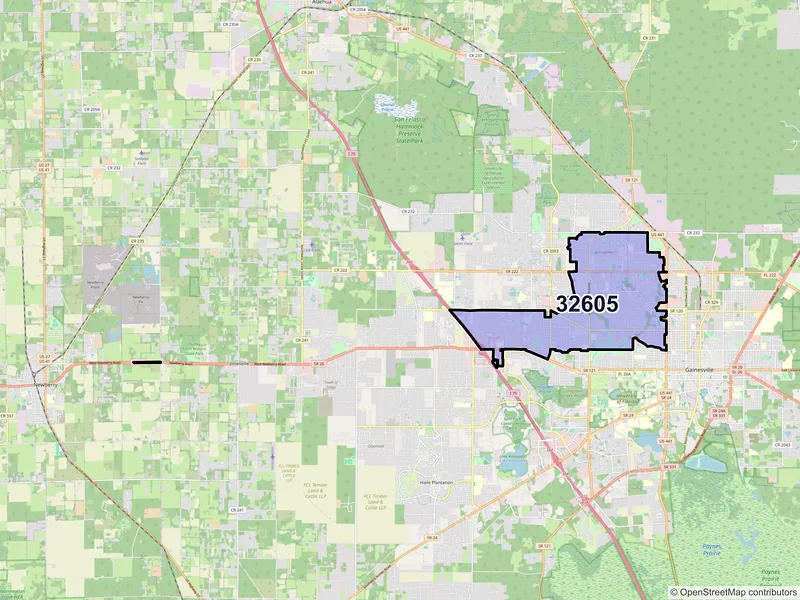 Map of ZIP Code 32605 — Gainesville, FL