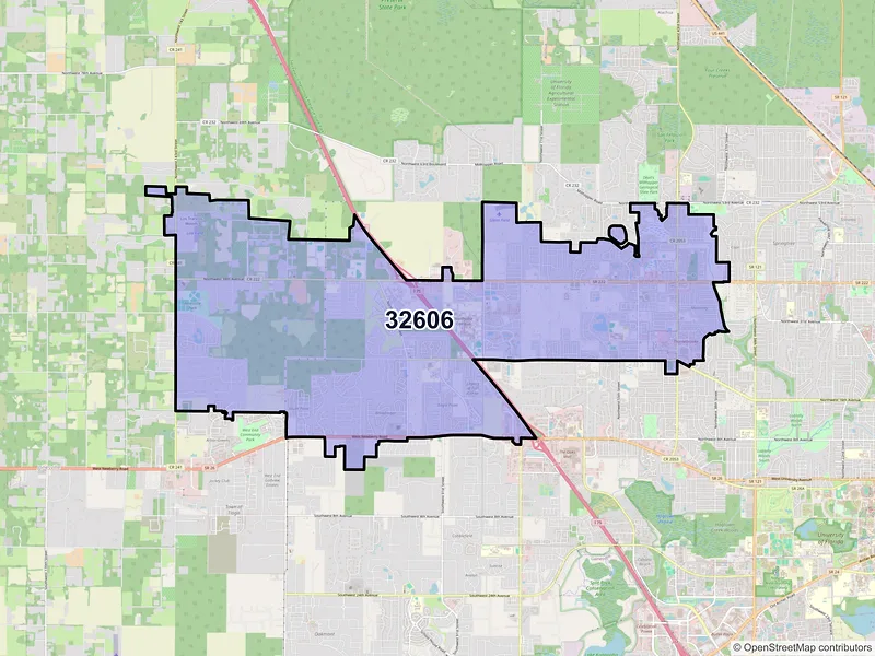 Map of ZIP Code 32606 — Gainesville, FL
