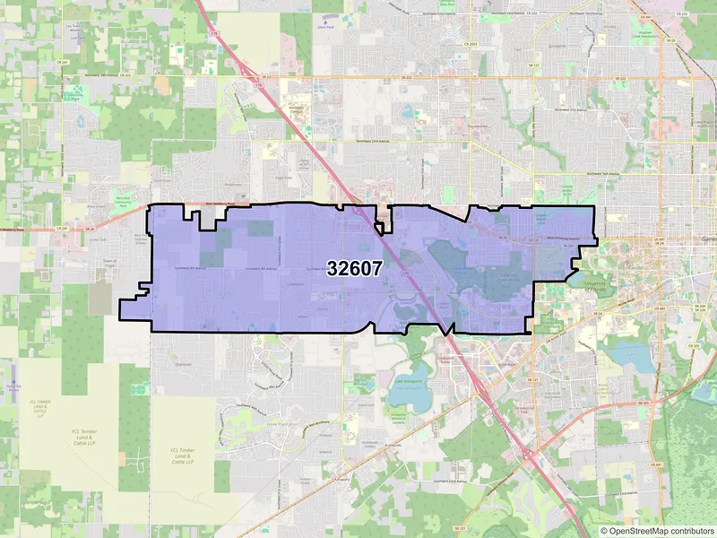 Map of ZIP Code 32607 — Gainesville, FL