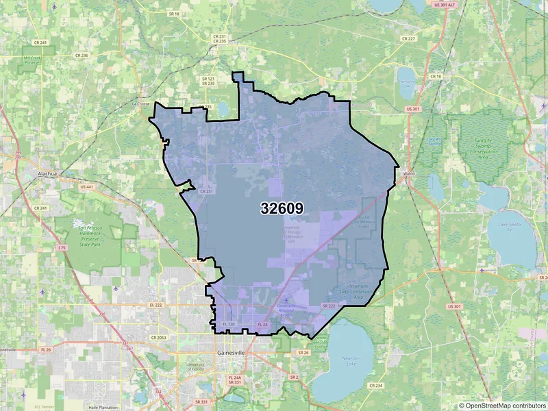 Map of ZIP Code 32609 — Gainesville, FL