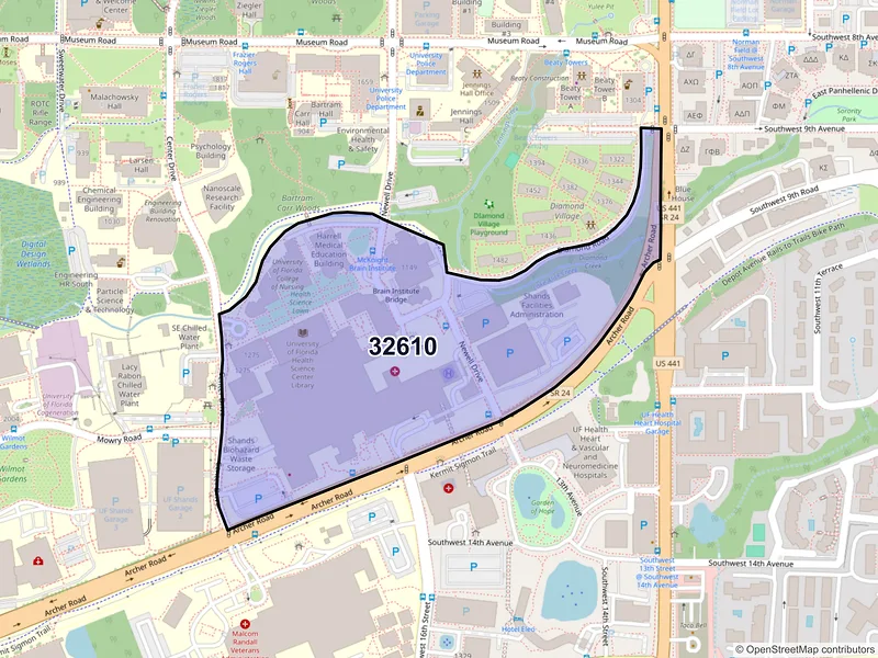 Map of ZIP Code 32610 — Gainesville, FL