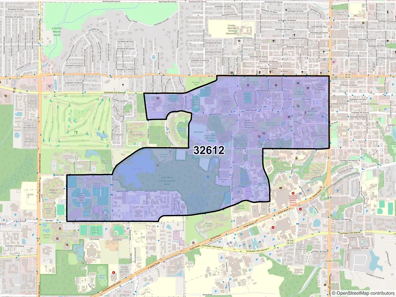 Map of ZIP Code 32612 — Gainesville, FL