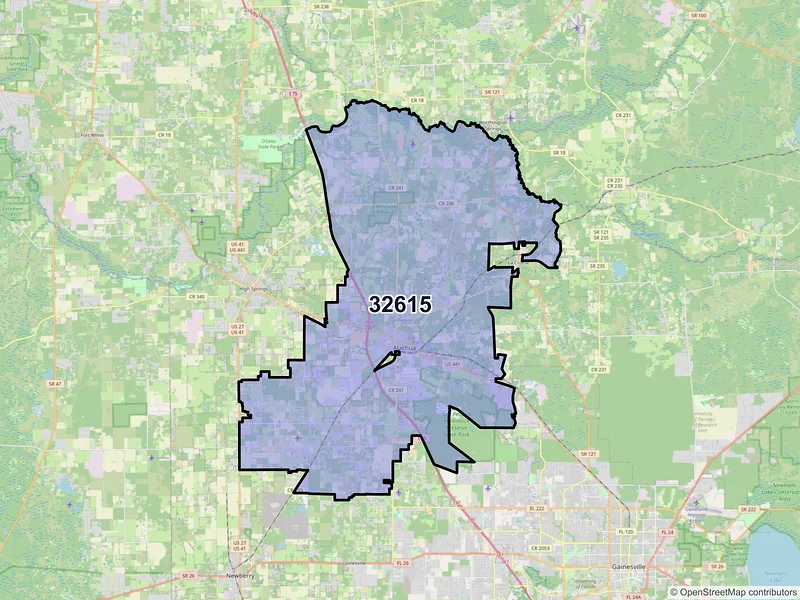 Map of ZIP Code 32615 — Alachua, FL