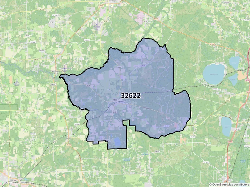 Map of ZIP Code 32622 — Brooker, FL