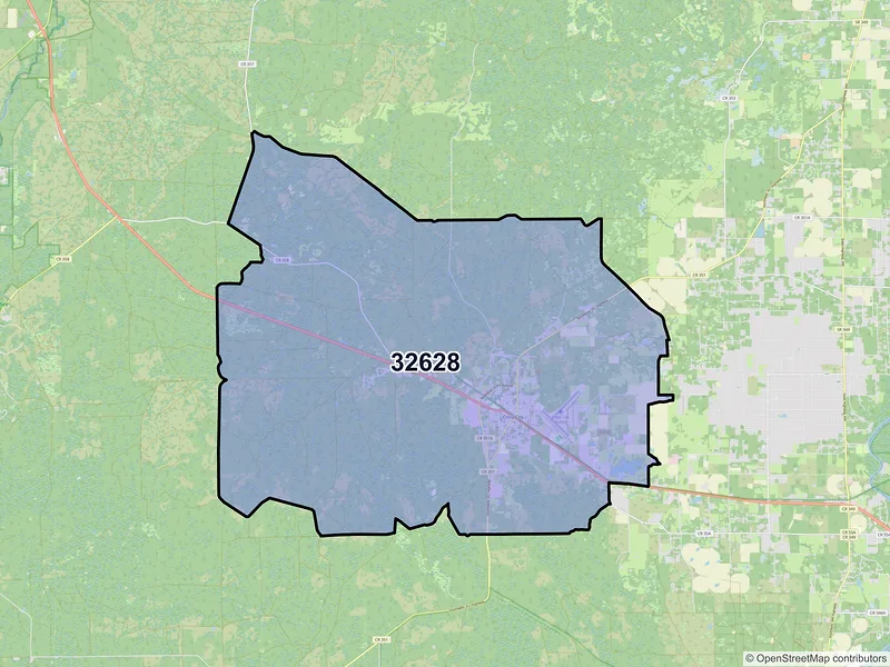 Map of ZIP Code 32628 — Cross City, FL