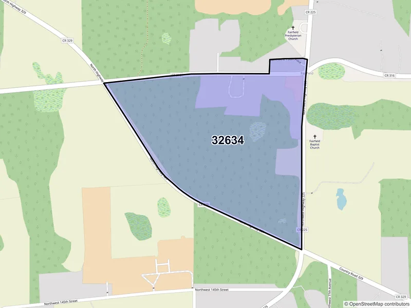Map of Fairfield, Florida and ZIP codes