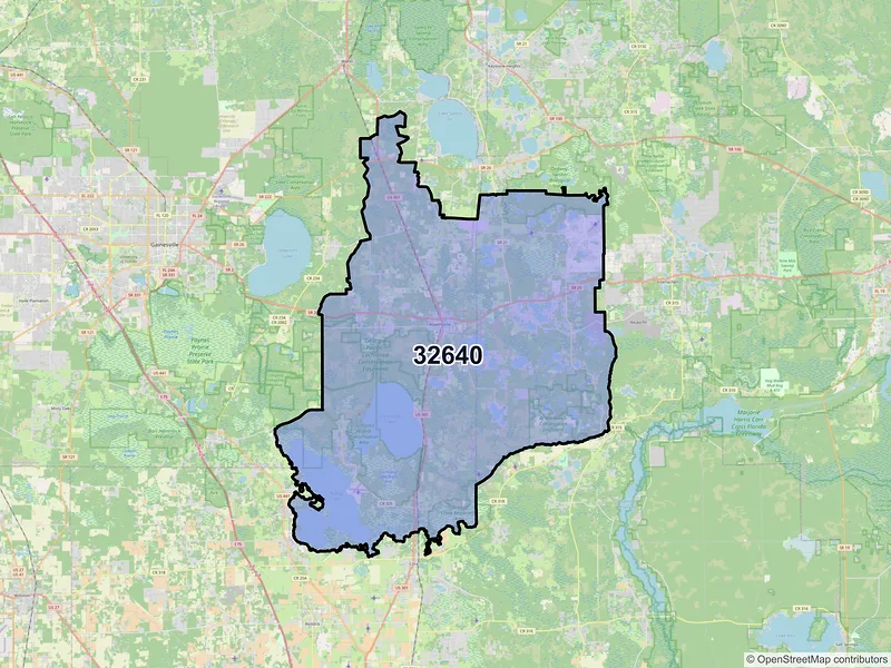 Map of ZIP Code 32640 — Hawthorne, FL