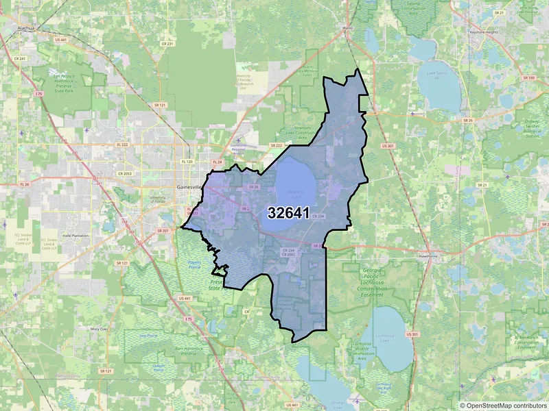 Map of ZIP Code 32641 — Gainesville, FL