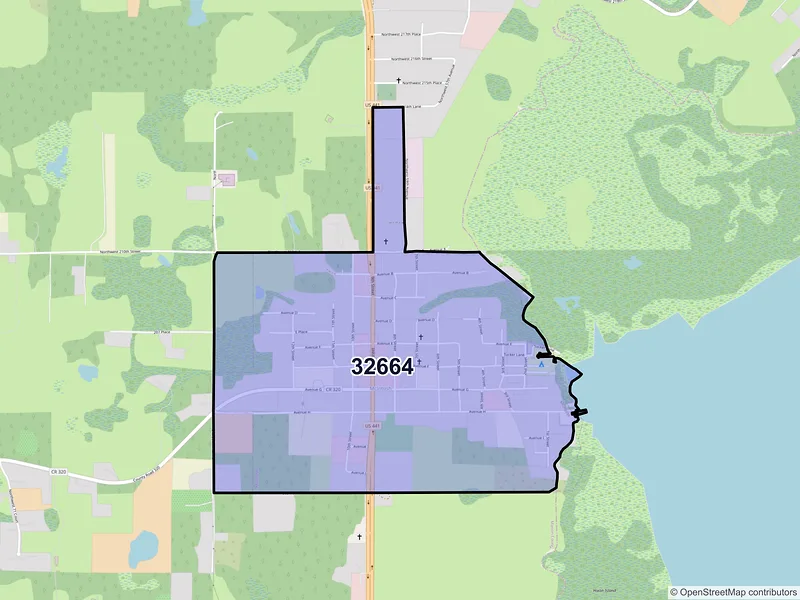Map of Mc Intosh, Florida and ZIP codes