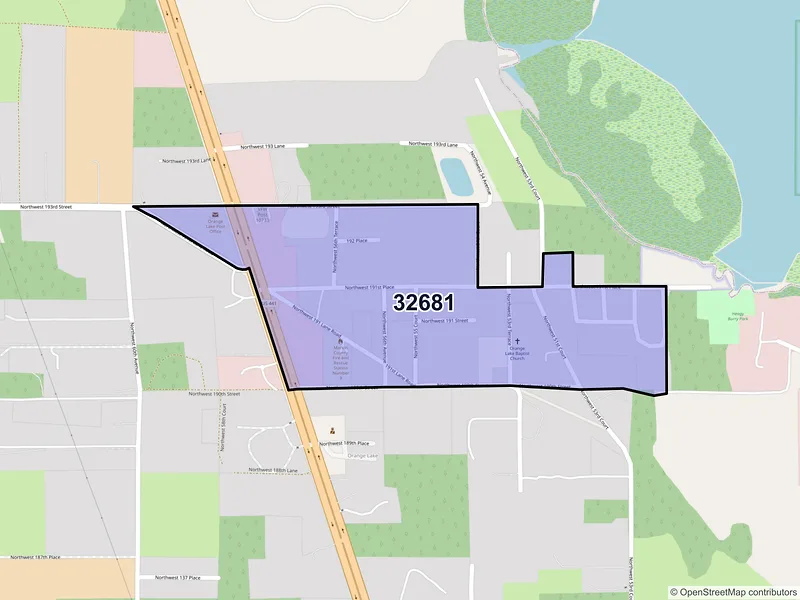 Map of Orange Lake, Florida and ZIP codes