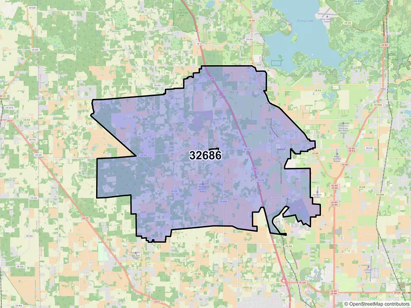 Map of ZIP Code 32686 — Reddick, FL