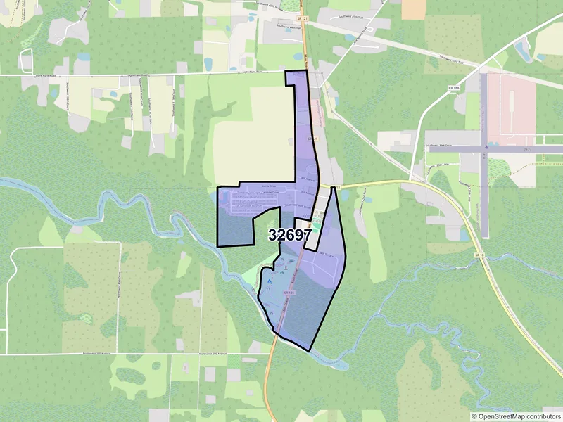 Map of Worthington Springs, Florida and ZIP codes