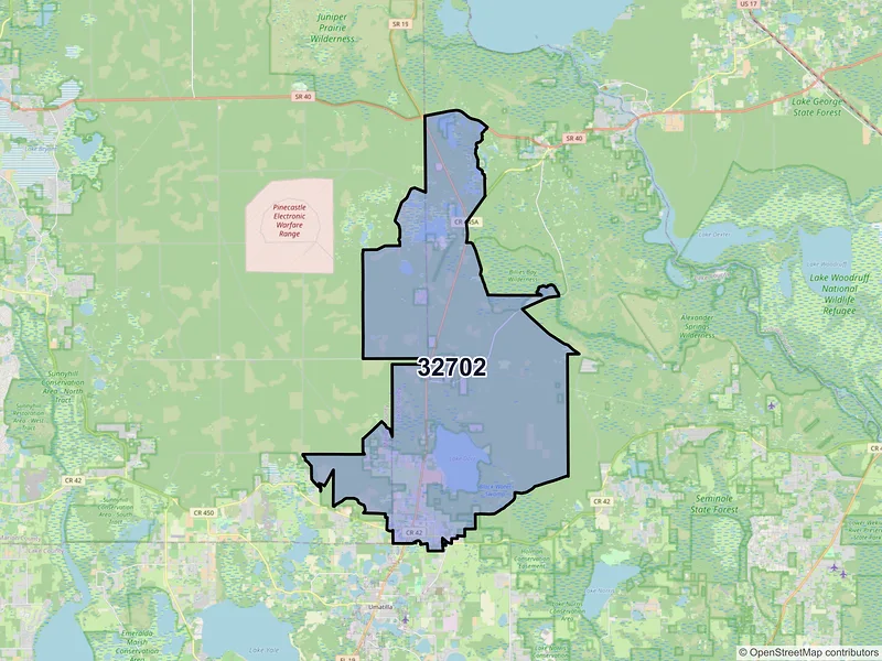 Map of ZIP Code 32702 — Altoona, FL