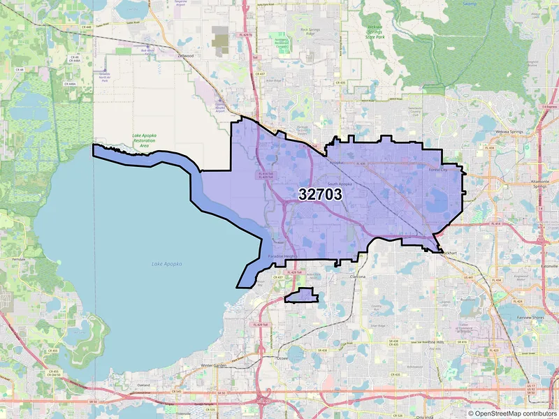 Map of ZIP Code 32703 — Apopka, FL