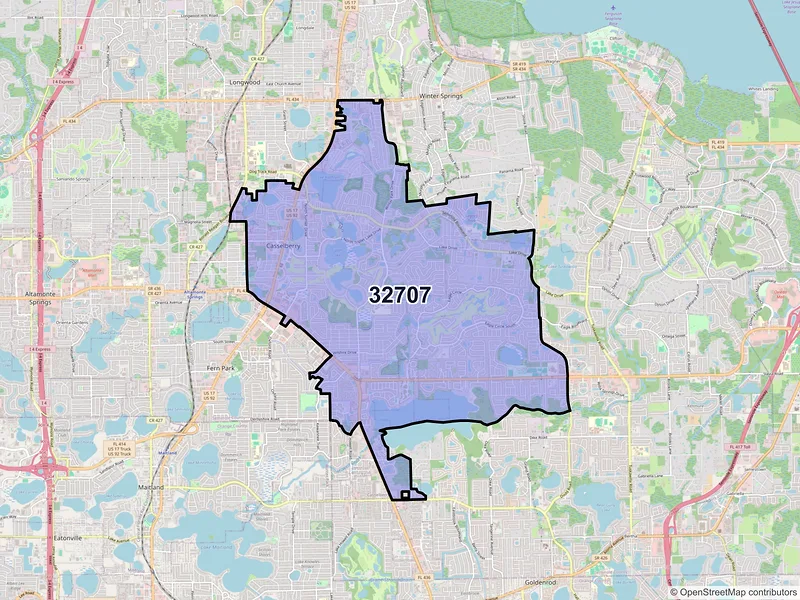 Map of ZIP Code 32707 — Casselberry, FL