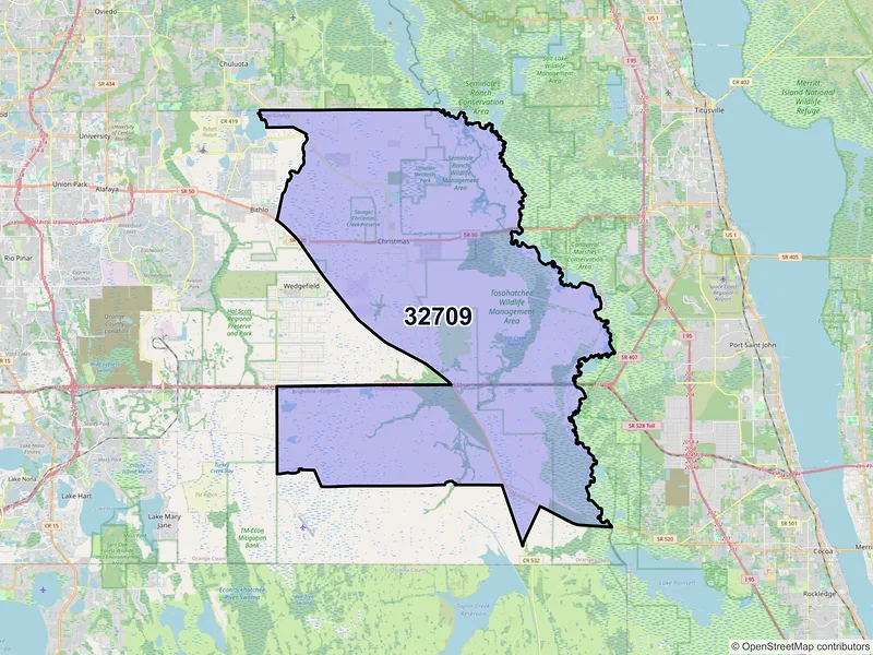 Map of ZIP Code 32709 — Christmas, FL