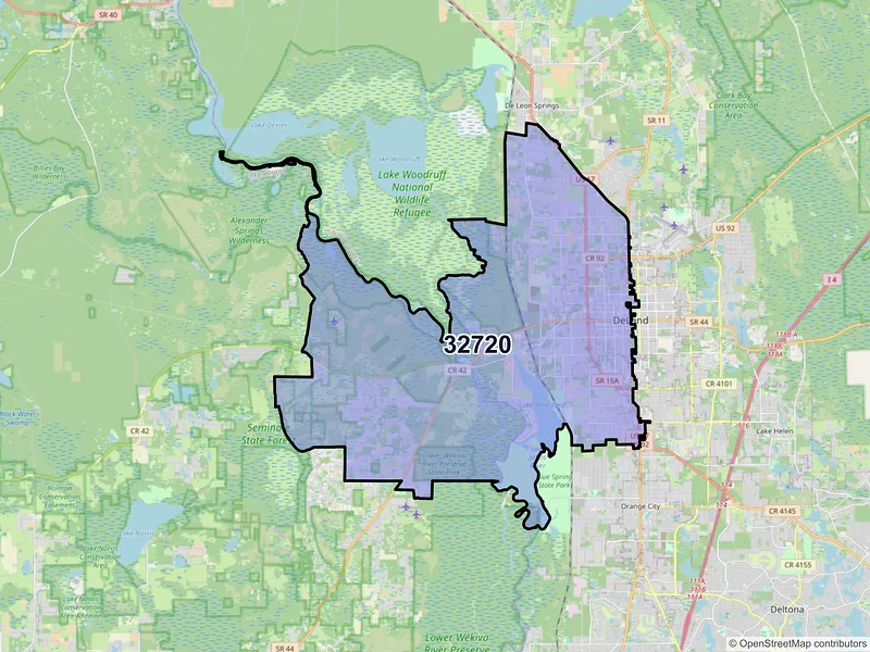 Map of ZIP Code 32720 — Deland, FL