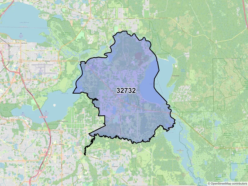 Map of ZIP Code 32732 — Geneva, FL