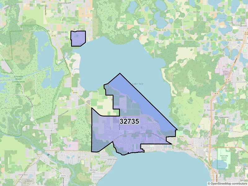 Map of Grand Island, Florida and ZIP codes