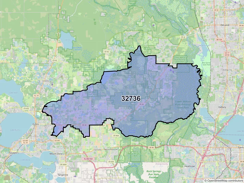 Map of ZIP Code 32736 — Eustis, FL