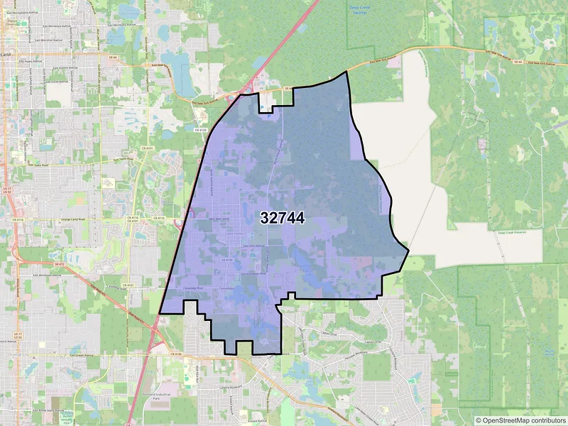 Map of ZIP Code 32744 — Lake Helen, FL