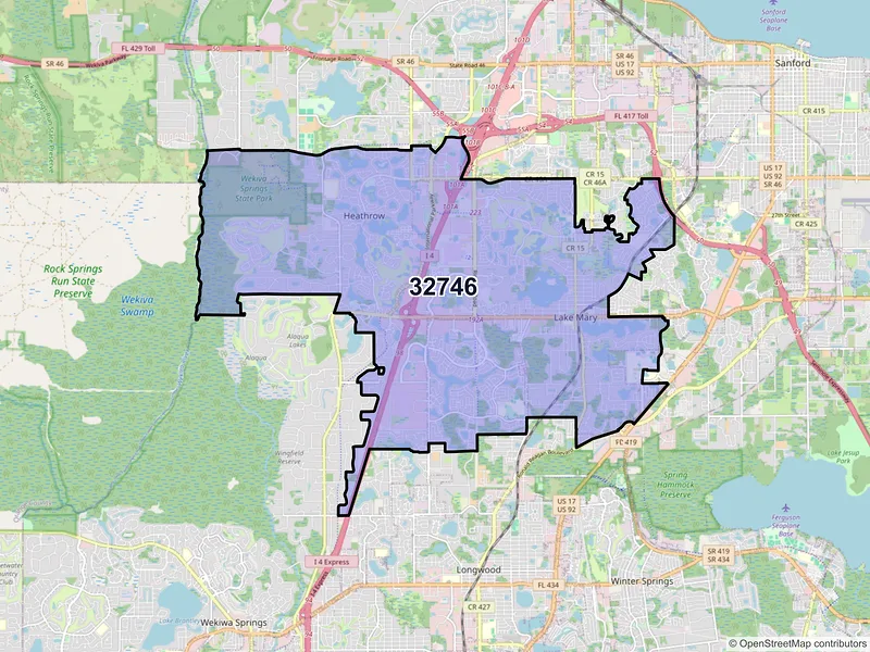 Map of ZIP Code 32746 — Lake Mary, FL