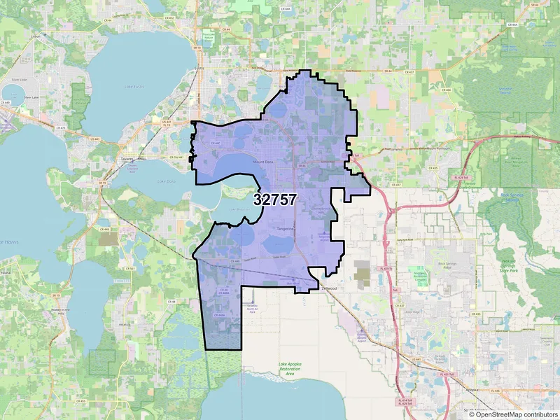 Map of ZIP Code 32757 — Mount Dora, FL